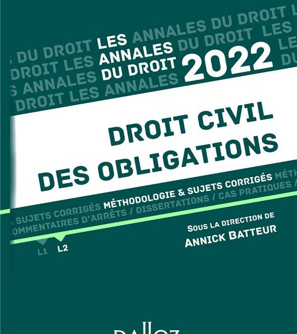 Annales du droit des obligations 2022