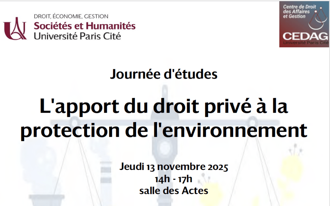 Journée d’études «  L’apport du droit privé à la protection de l’environnement »